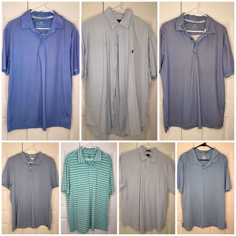 Men’s Used Polo Shirts Sz L - Lot Of 7 (Ralph Lauren,Calvin Klein, RW, Gap)
